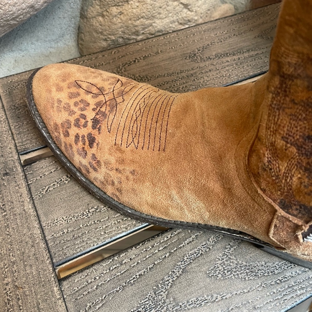 OLD GRINGO*Razz*LEOPARD Print SUEDE Leather ZIP COWGIRL Boots! 8.5 - Picture 12 of 13